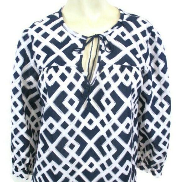 Vineyard Vines Abstract Tassel Tie Top XS Navy - Picture 2 of 6